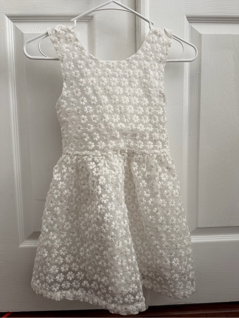 White Floral Eyelet Party Dress for Girls